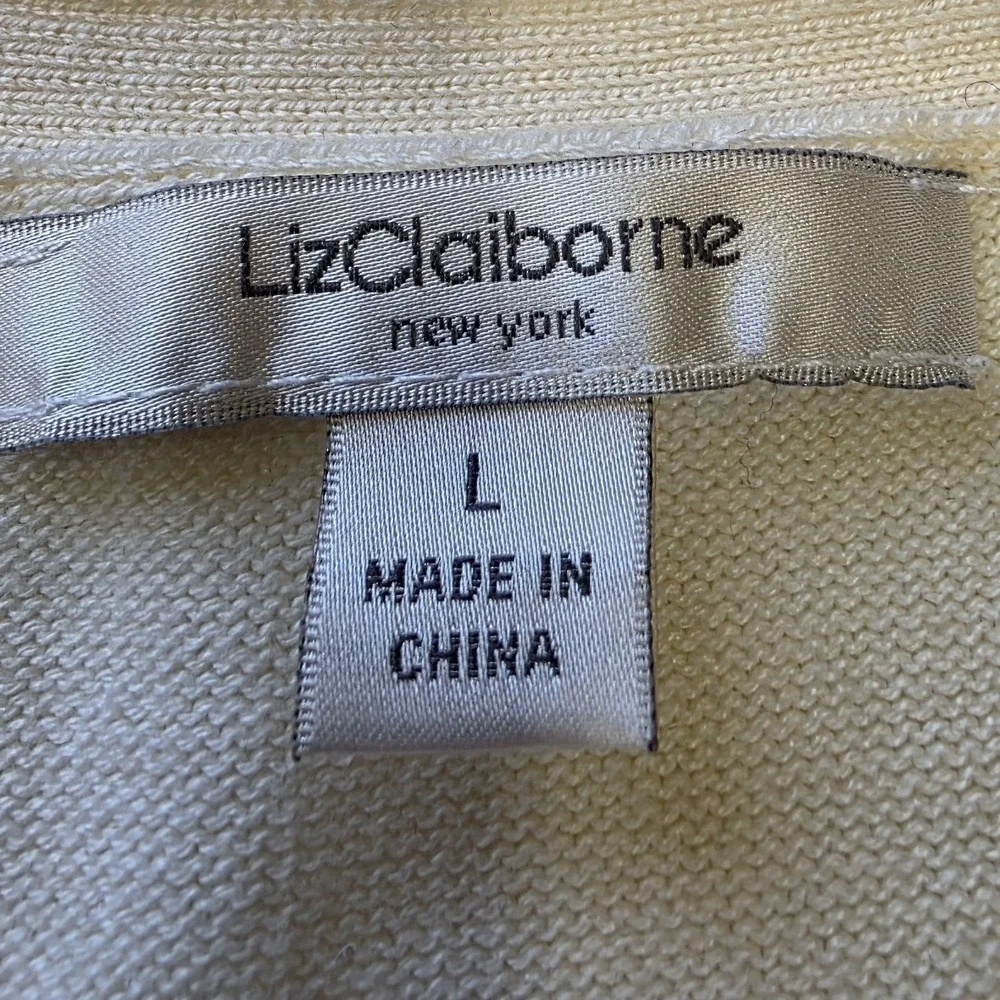 Liz Claiborne Cream Lace Short Sleeve Cardigan‎ Sweater Womens Large